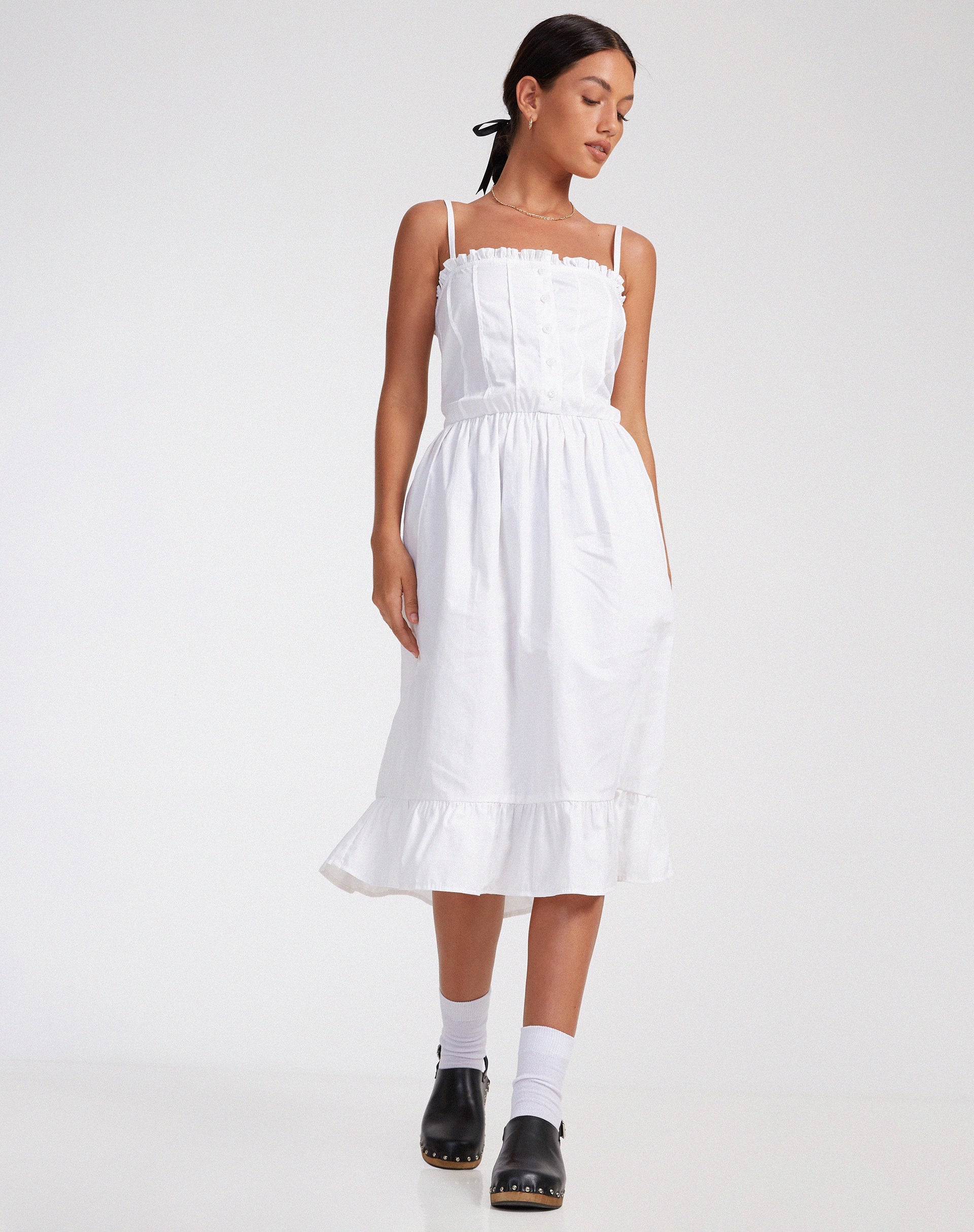 Bild von Lennox Midikleid aus weißer Popeline