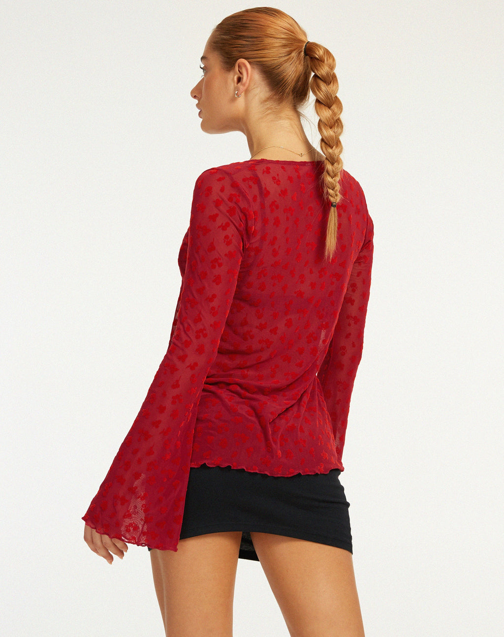 Leony Cardi aus rotem Flock-Mesh