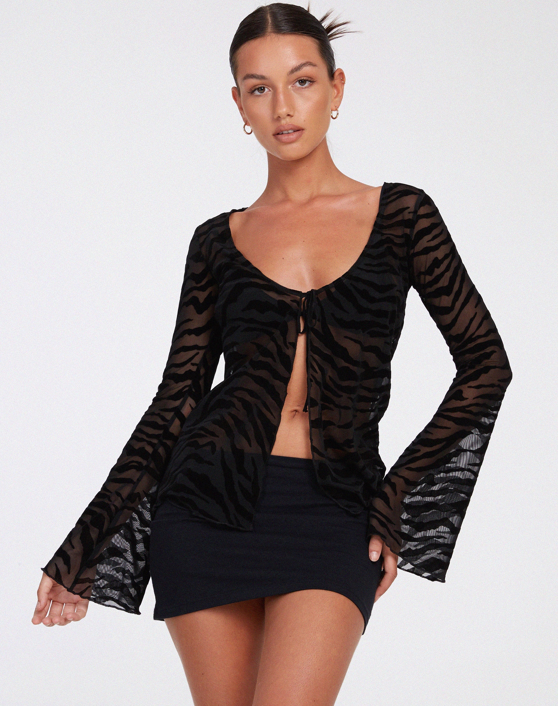 IMAGE OF Leony Cardi in Zebra Flock Schwarz