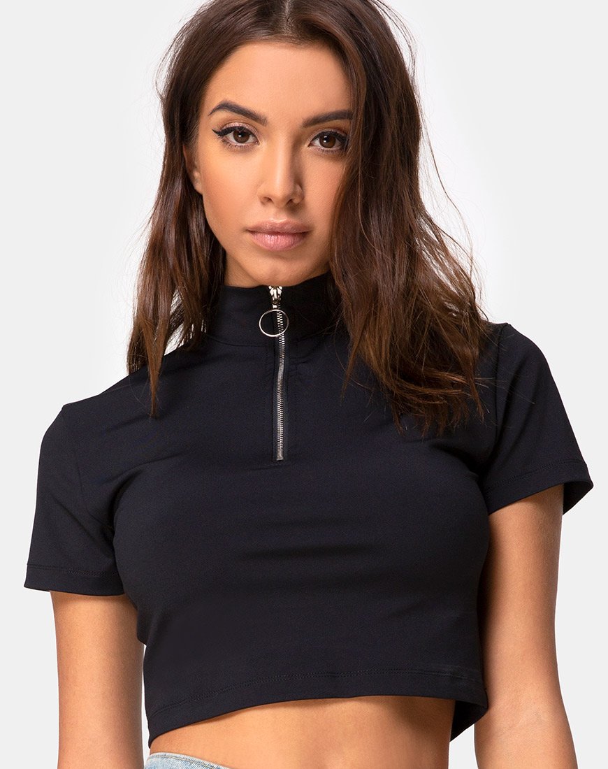 Lesver Crop Top in Schwarz