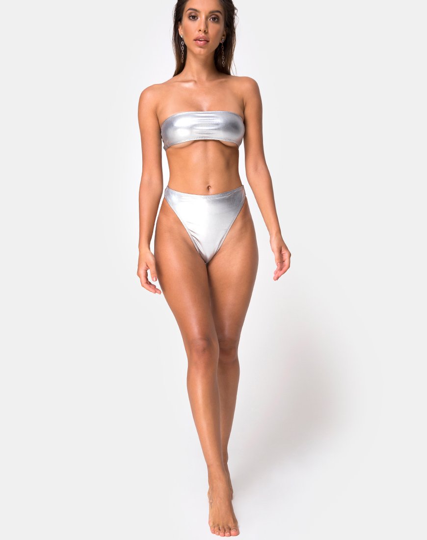Bild von Lien Bikini-Oberteil in Metallic-Silber