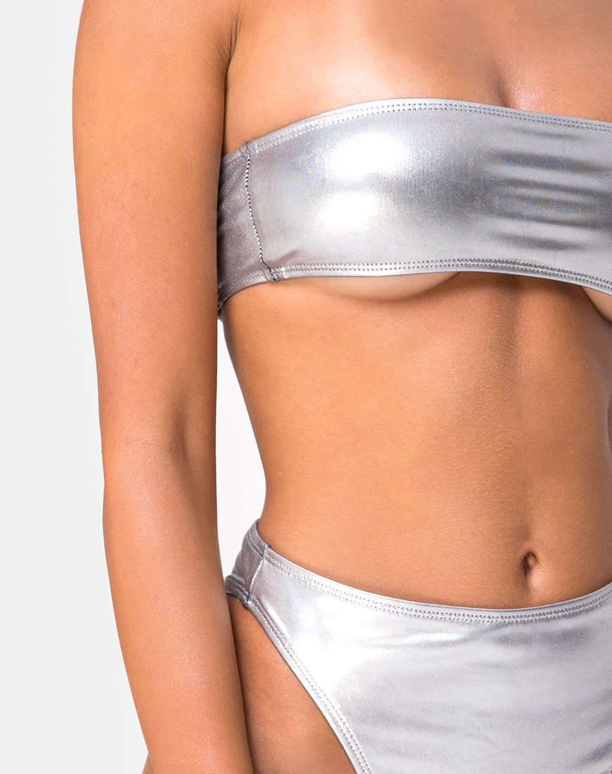 Bild von Lien Bikini-Oberteil in Metallic-Silber