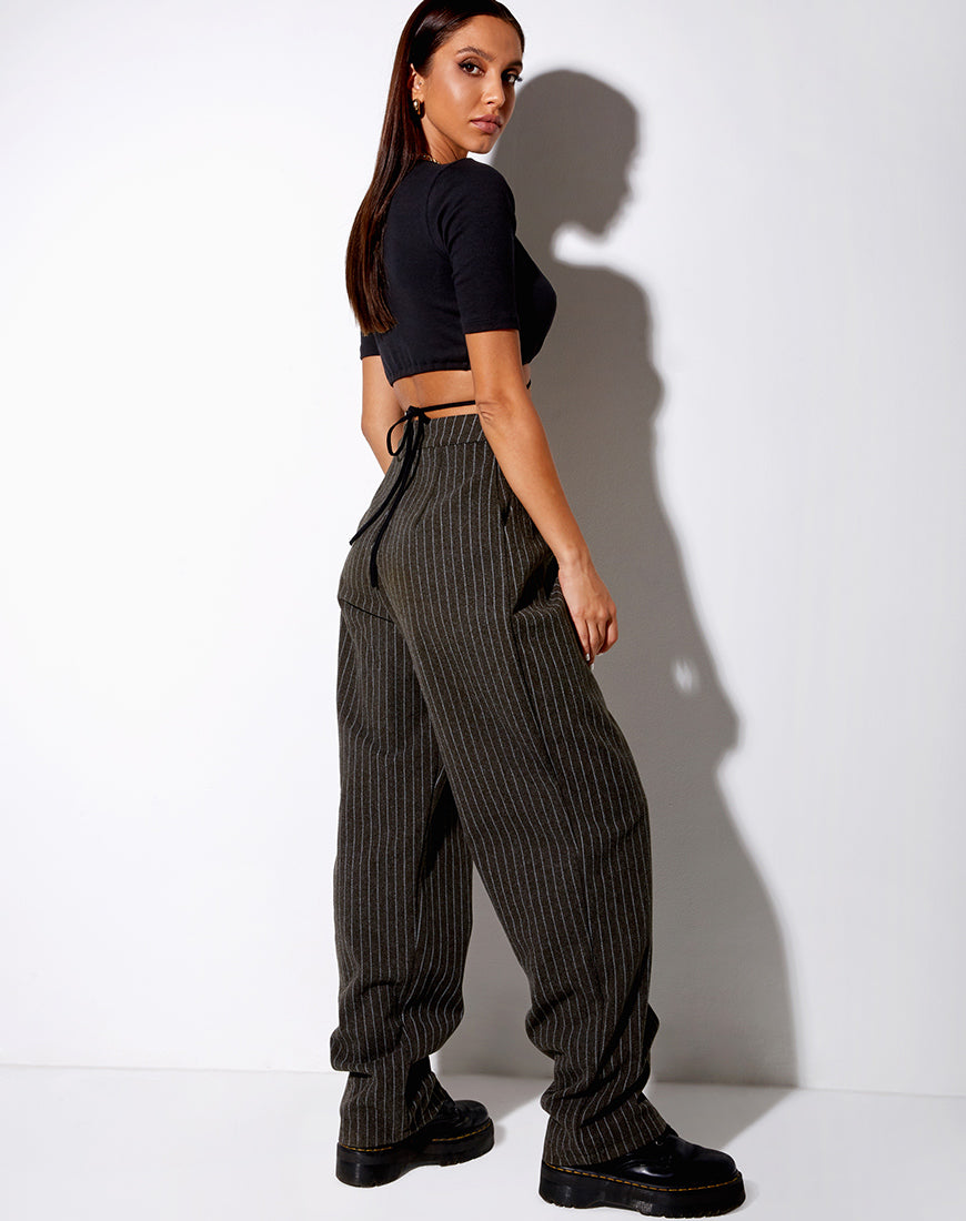 Bild von Liena Crop Top in Rippe Schwarz