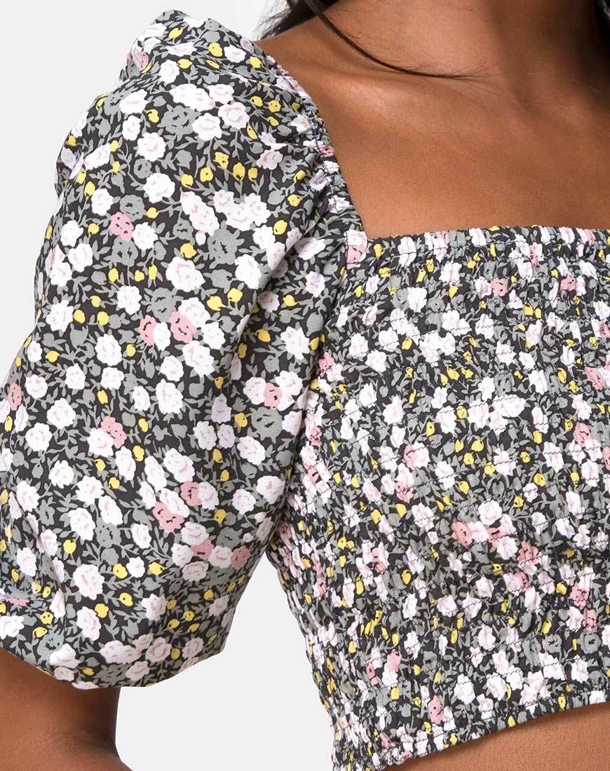 Bild von Lilian Crop Top in Floral Field Olive