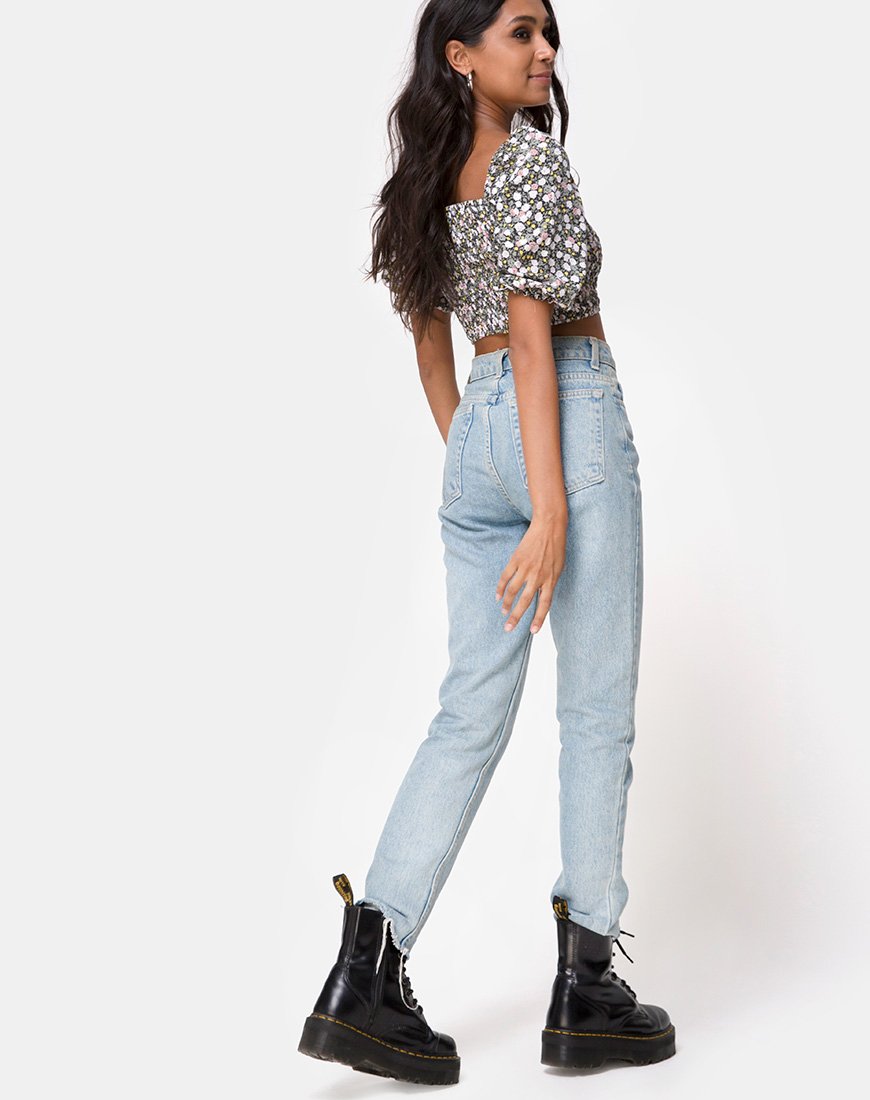 Bild von Lilian Crop Top in Floral Field Olive