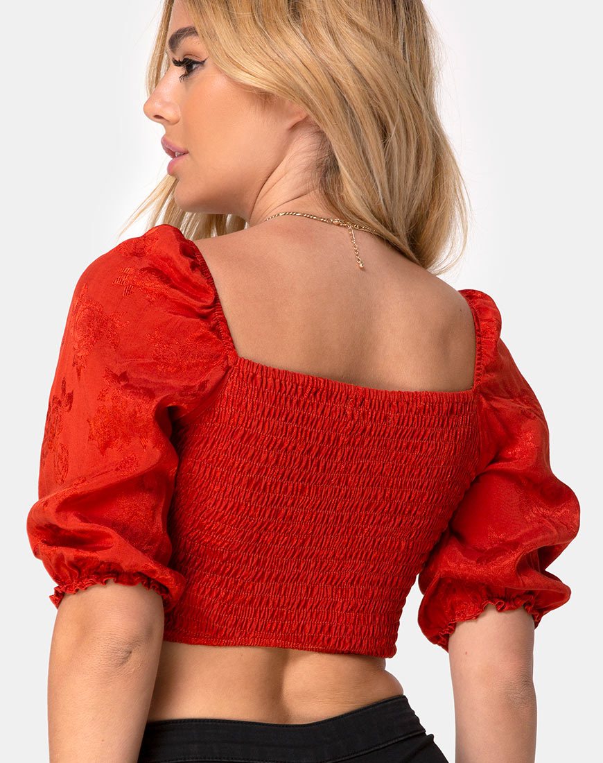 Lilian Crop Top aus Satin Rose Rust