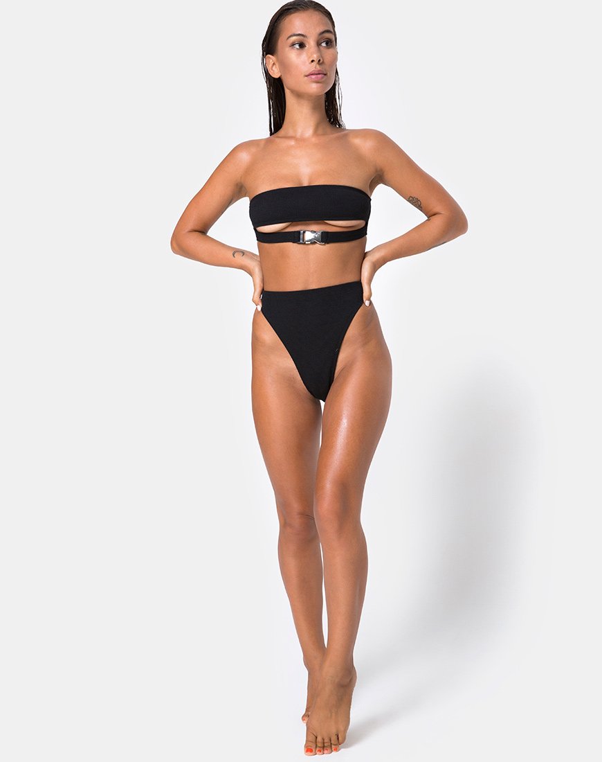 Image of Lin Lin Bikinioberteil in Schwarz mit Silber Derlin