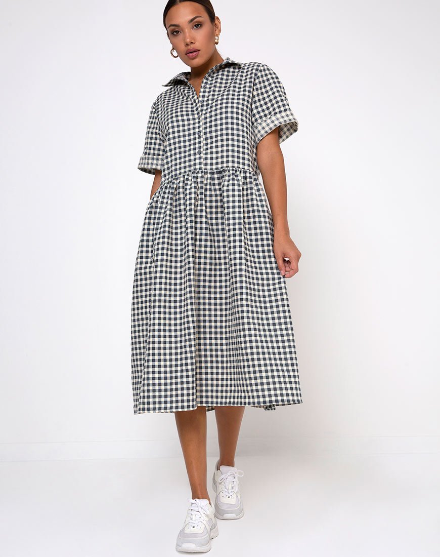Lista Hemdkleid aus Gingham Creme