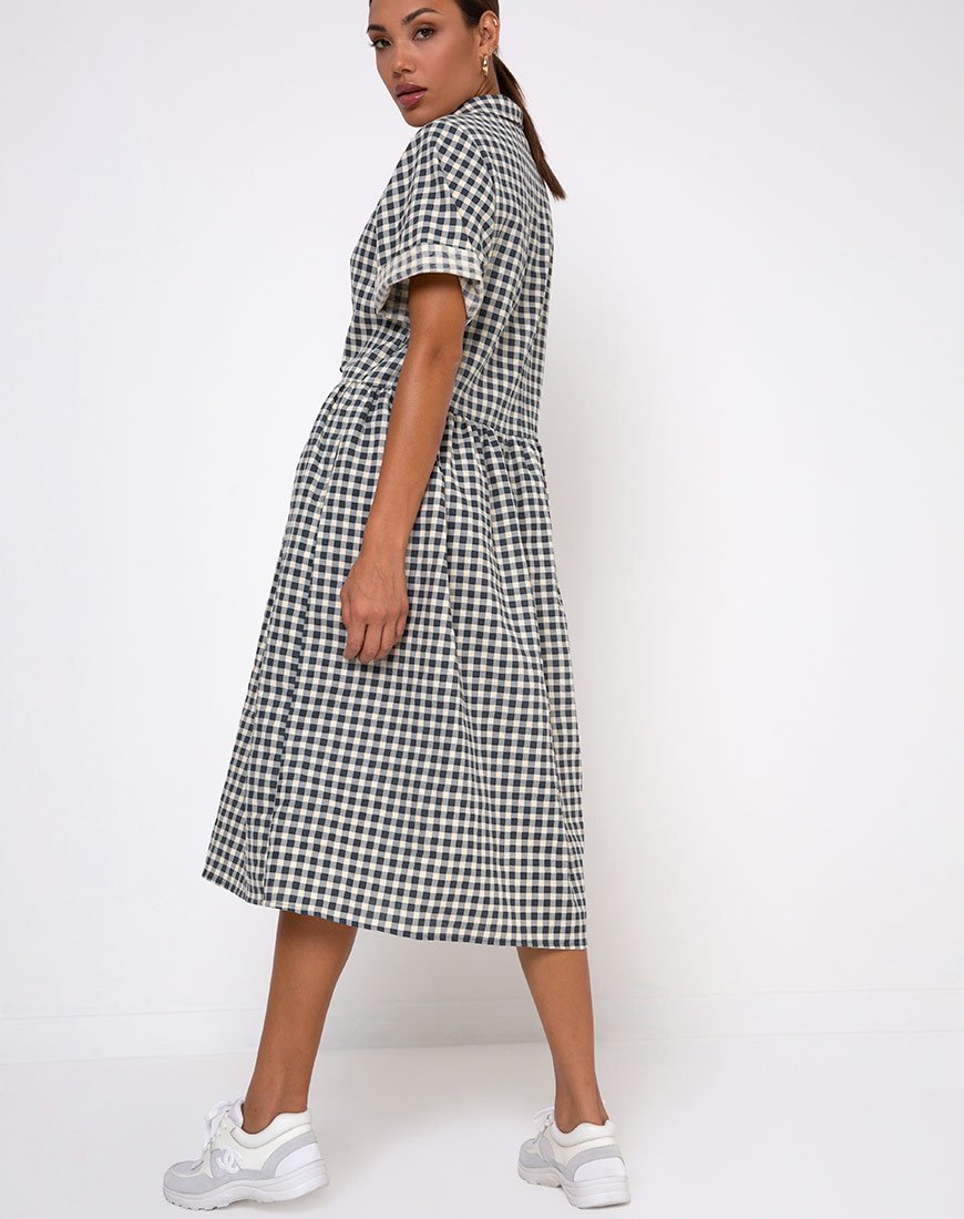 Image of Lista Hemdblusenkleid in Gingham Creme