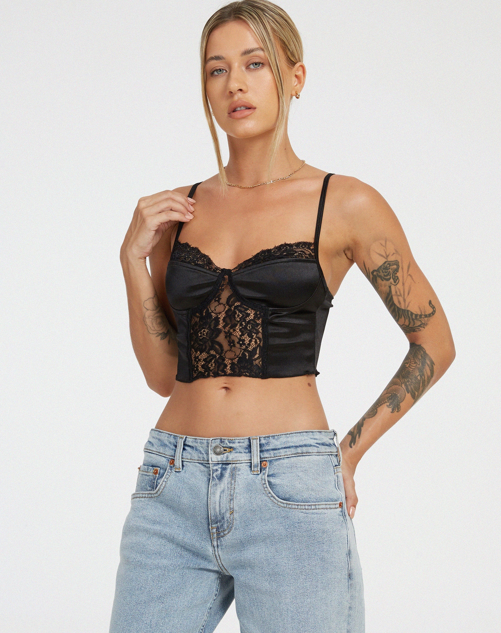 Bild von Litasa Korsett-Top in Satin Schwarz