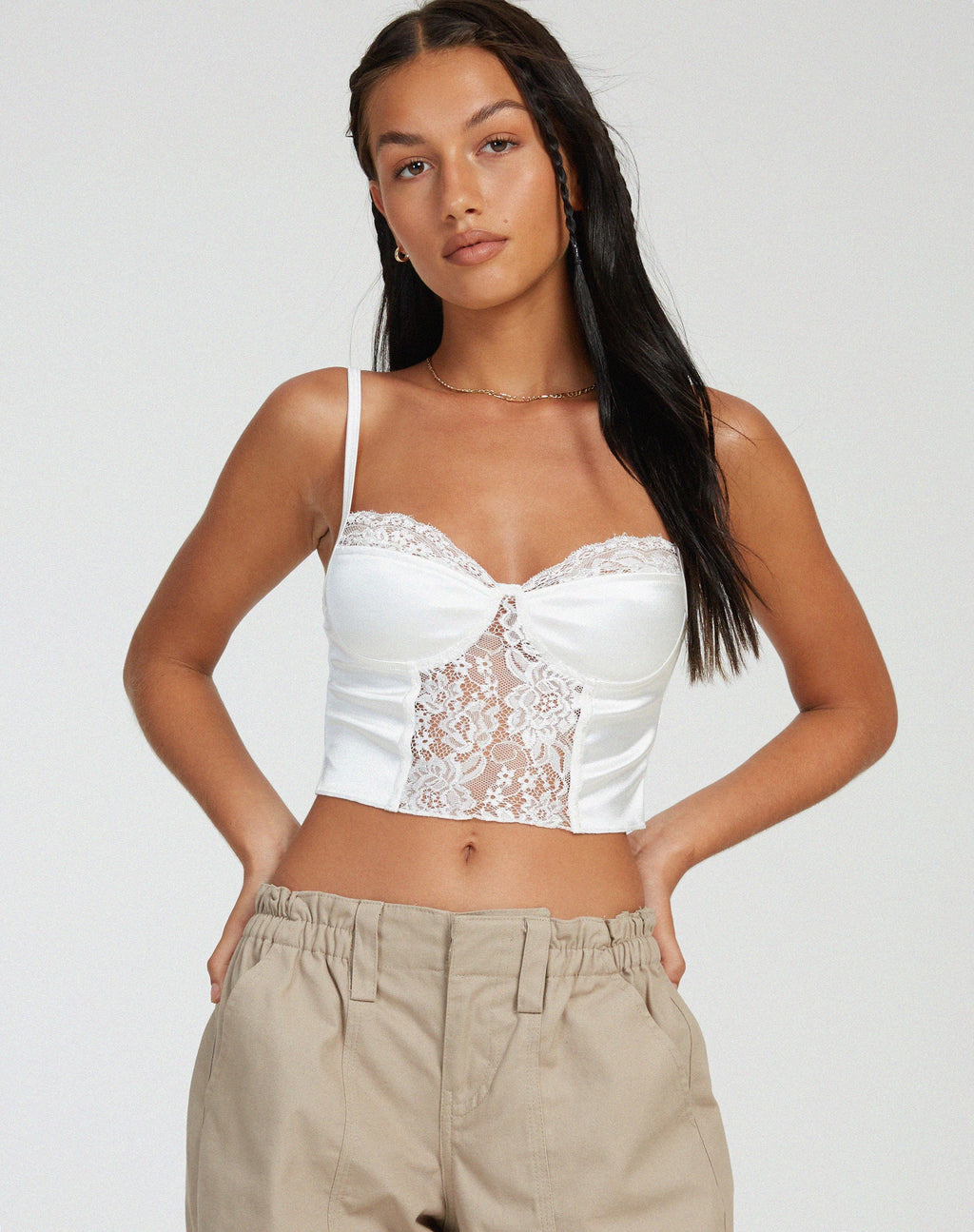 Litasa Korsett-Top in Satin Elfenbein