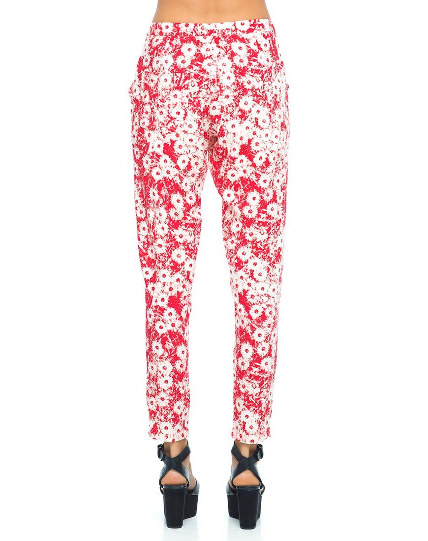 Motel Logan Peg Leg-Hose in Xerox Daisy Rot