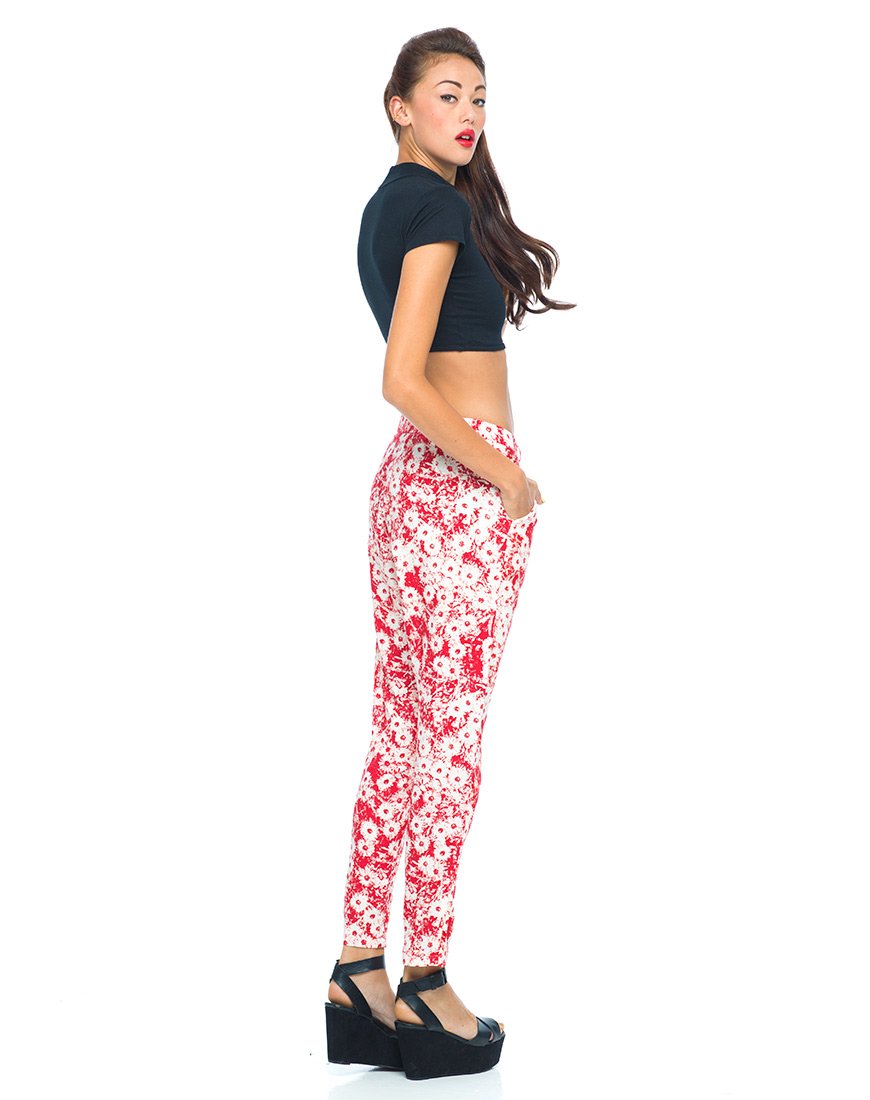 Bild von Motel Logan Peg Leg Hose in Xerox Daisy Rot