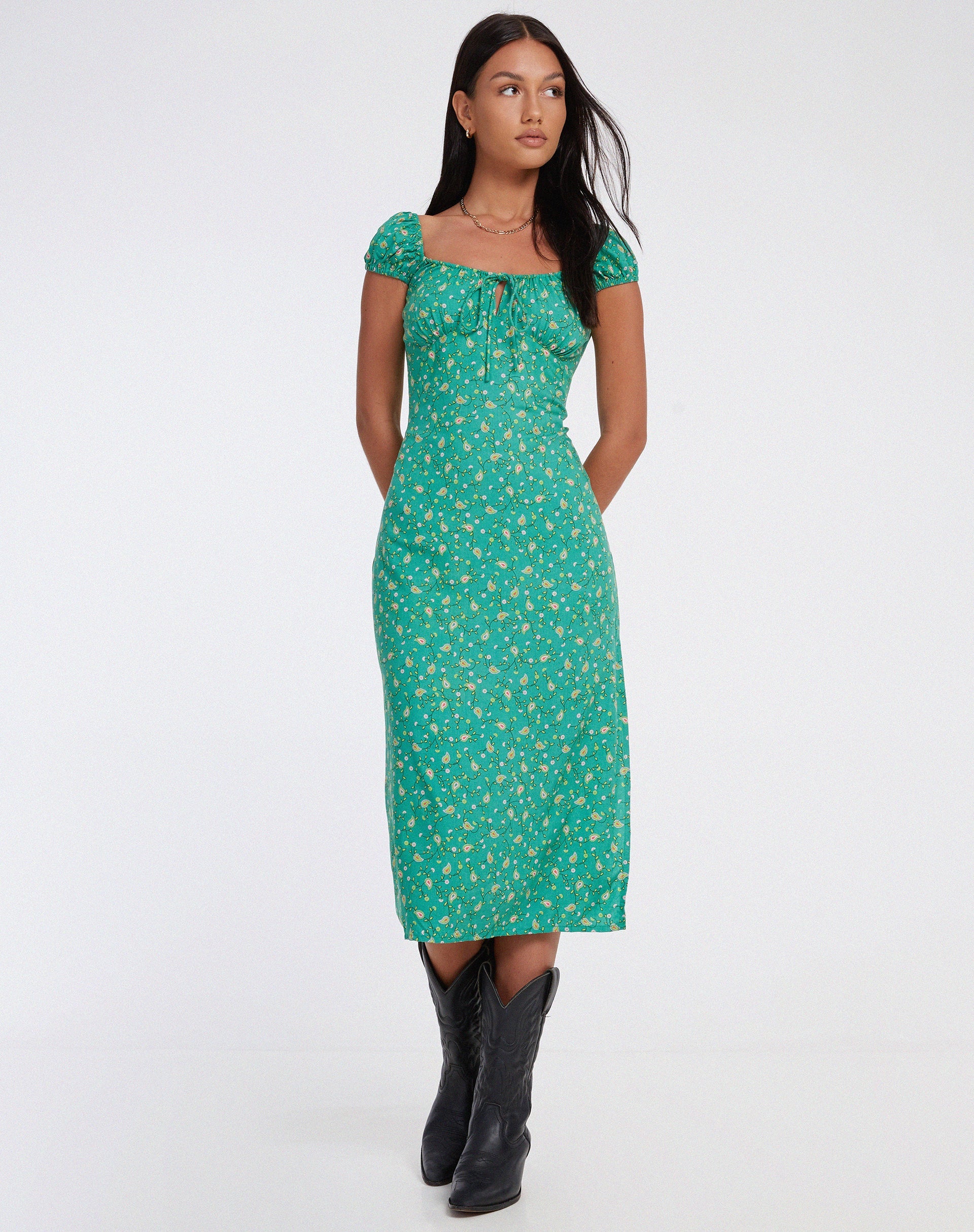 Image of Lona Midikleid in Paisley Fun Grün