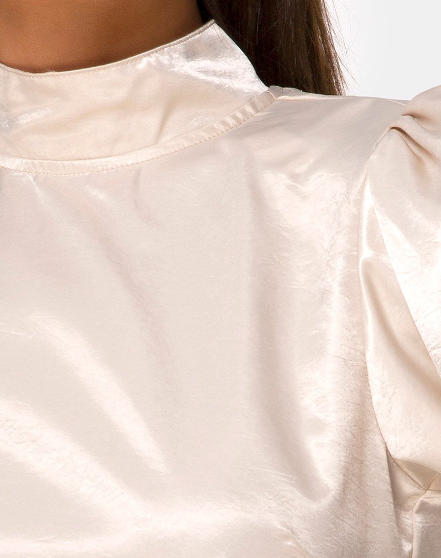 Image of Lona Langarm-Top aus Satin Creme