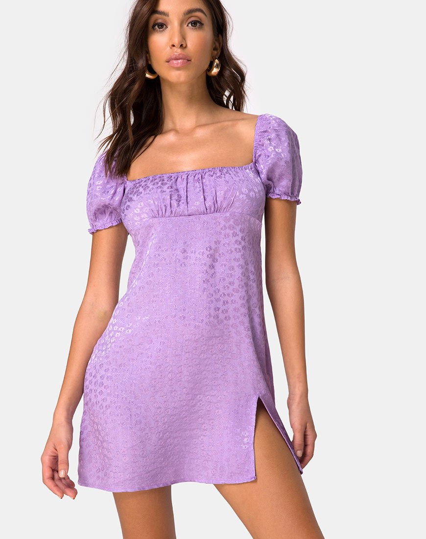 Lonma Minikleid aus Satin Ditsy Rose Lavendel