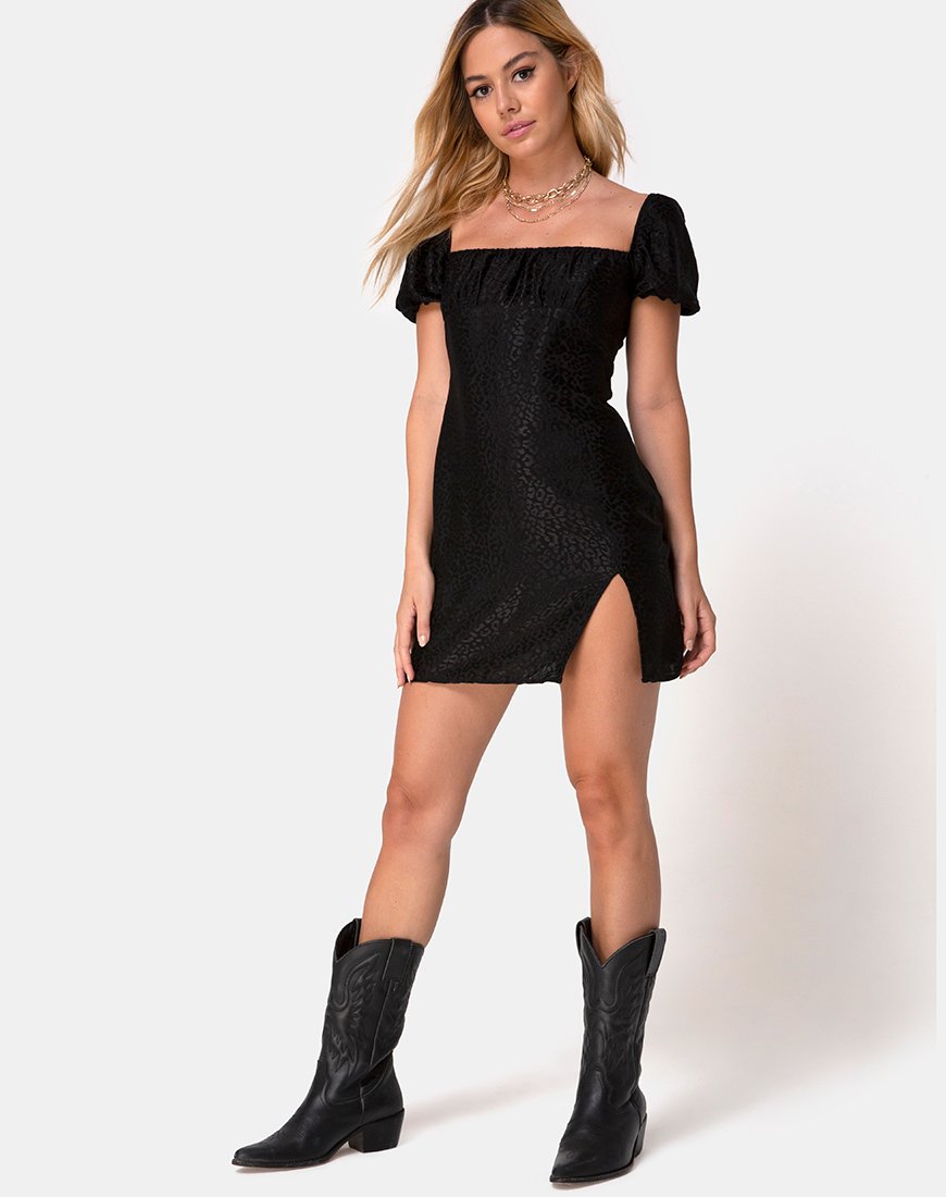 Vorstellung von Lonma Minikleid aus Satin Cheetah Schwarz