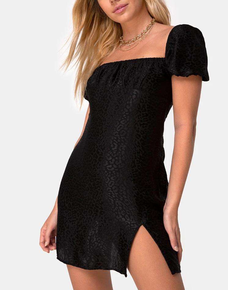 Lonma Minikleid aus Satin Gepardenschwarz