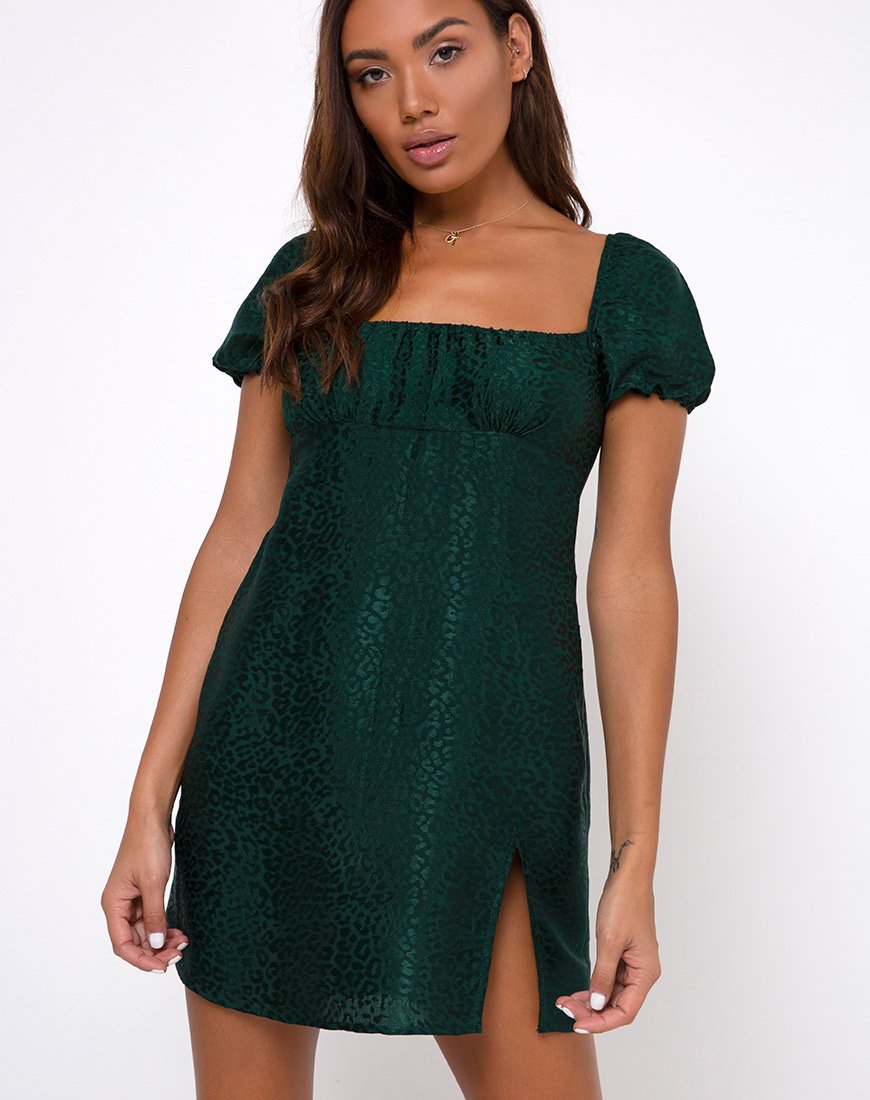 Lonma Minikleid aus Satin Gepard Waldgrün