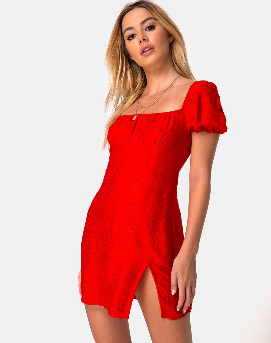Lonma Kleid aus Satin Gepardenrot