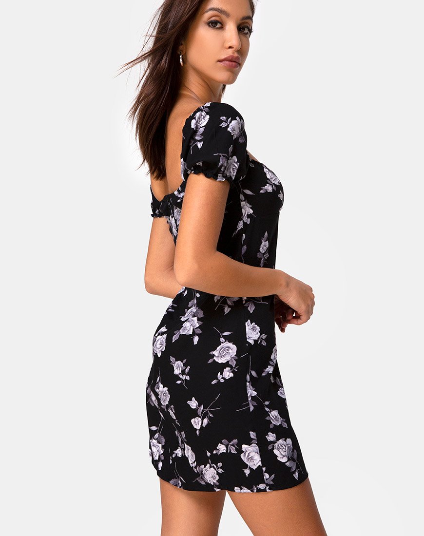 Lonma Minikleid in Weiß Rose Schwarz