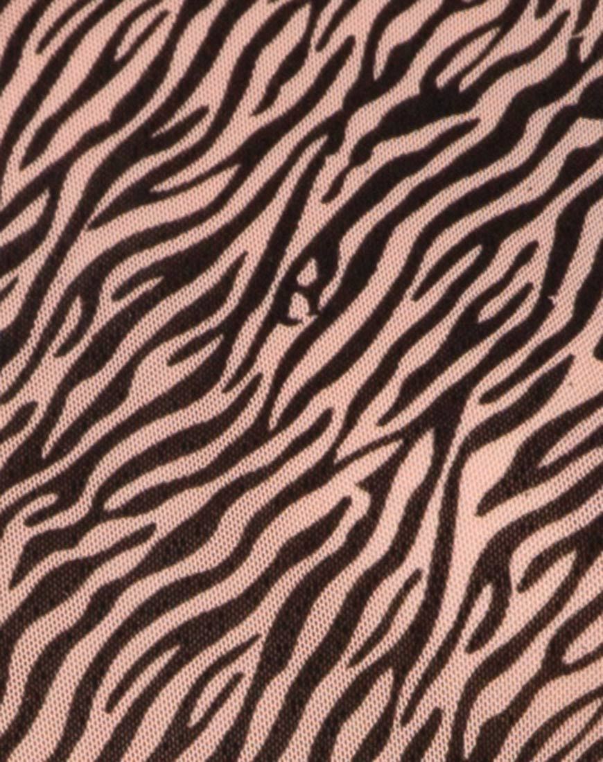 Image of Loreen Hochgeschlossenes Mieder aus Tigernetz Tan