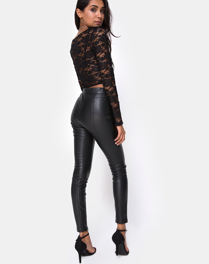 Image of Lorya Crop Top aus Spitze Schwarz