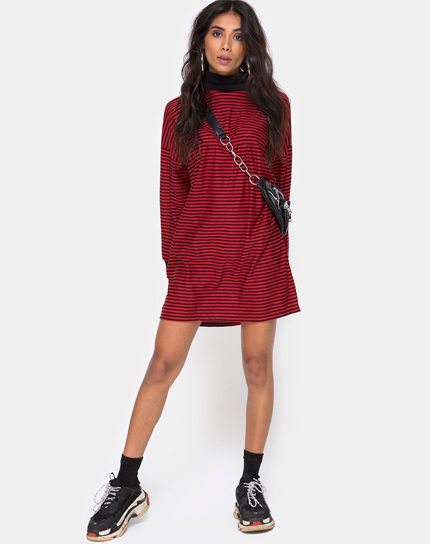 Image of Losha Sweatshirt mit Ministreifen in Rot und Schwarz