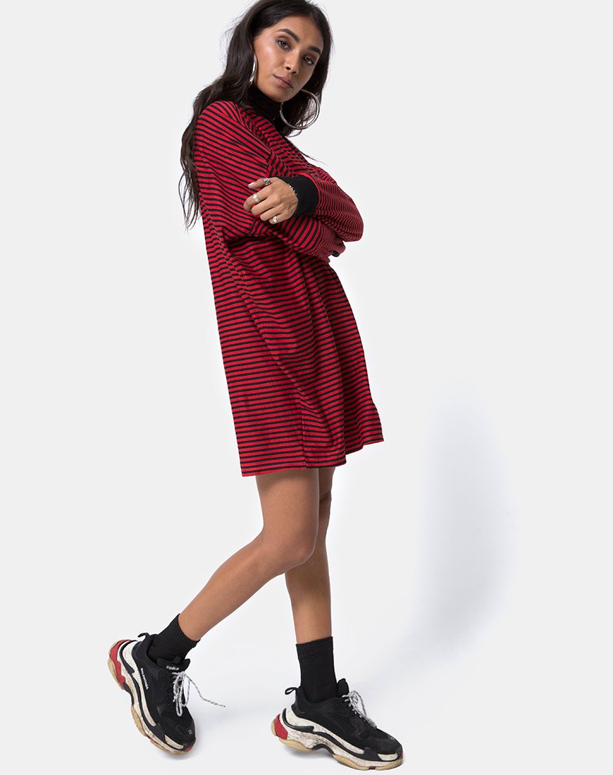 Image of Losha Sweatshirt mit Ministreifen in Rot und Schwarz