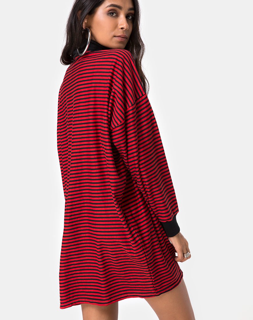Losha Sweatshirt in Ministreifen Rot und Schwarz