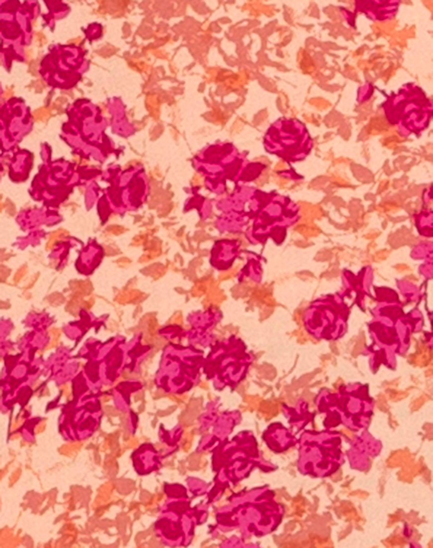 Image of Lotie Midikleid aus dunkler Wildblume Cantaloupe