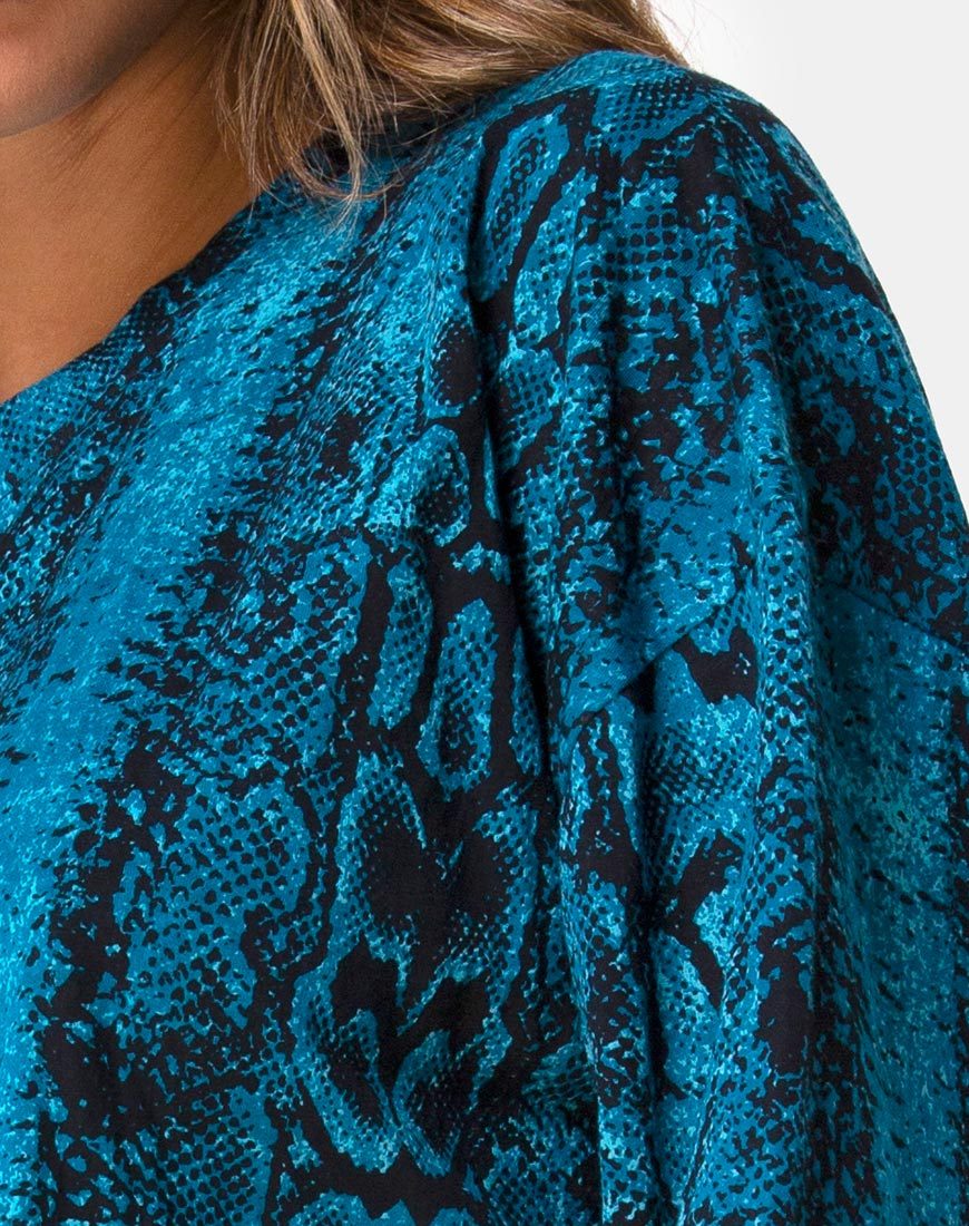 Image of Lotsun Pullover Kleid in Schlangenblau