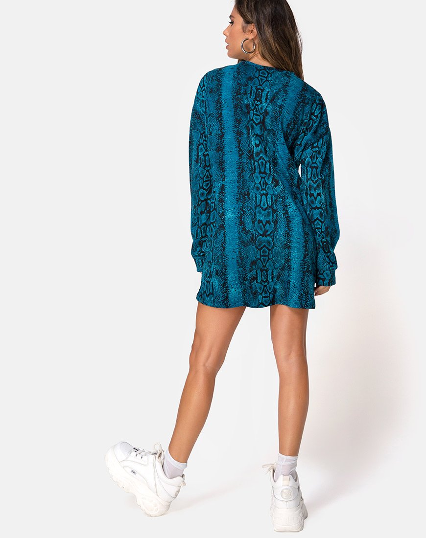 Image of Lotsun Pullover Kleid in Schlangenblau