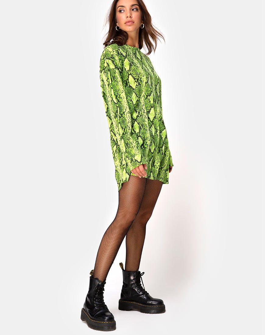 Image of Lotsun Pullover Kleid in Snake Lime