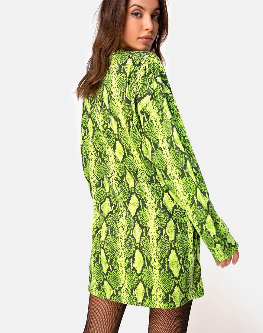 Image of Lotsun Pullover Kleid in Snake Lime