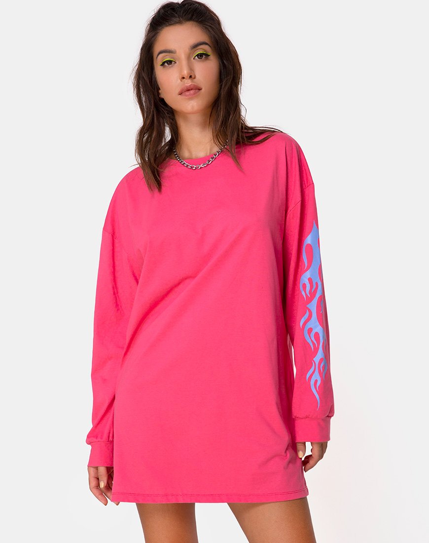 Lotsun Sweatshirt in Rosa mit Flamme