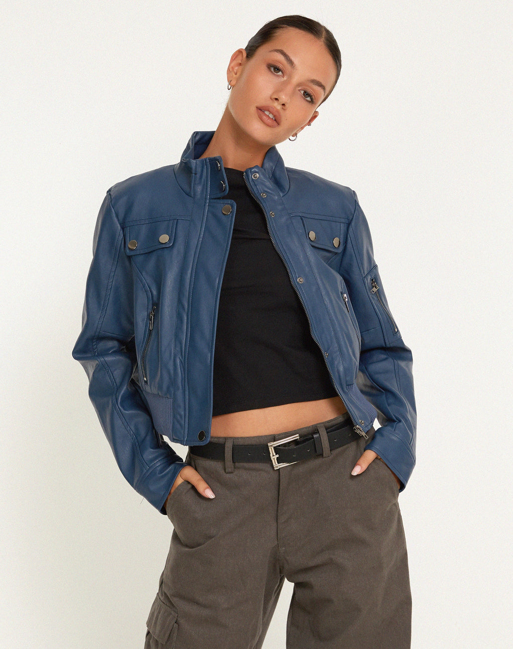 Loviana Jacke in PU Navy