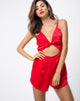 Bild von Lozay Cutout Playsuit in Satin Rot
