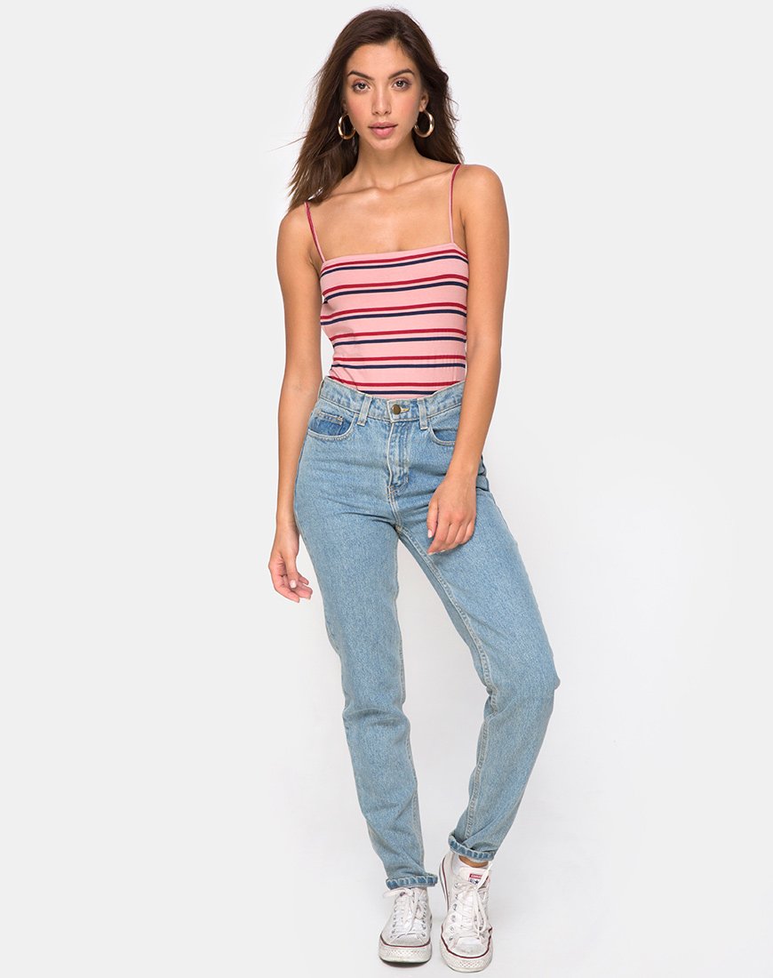 Bild von Lucia Mieder in 70s Streifen Rosa Horizontal