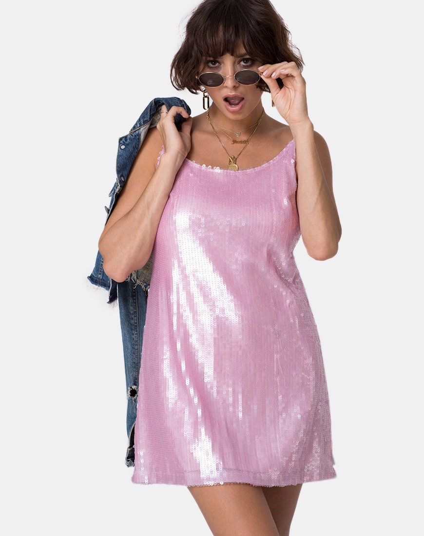 Luciette Kleid in Tint Pailletten Rosa