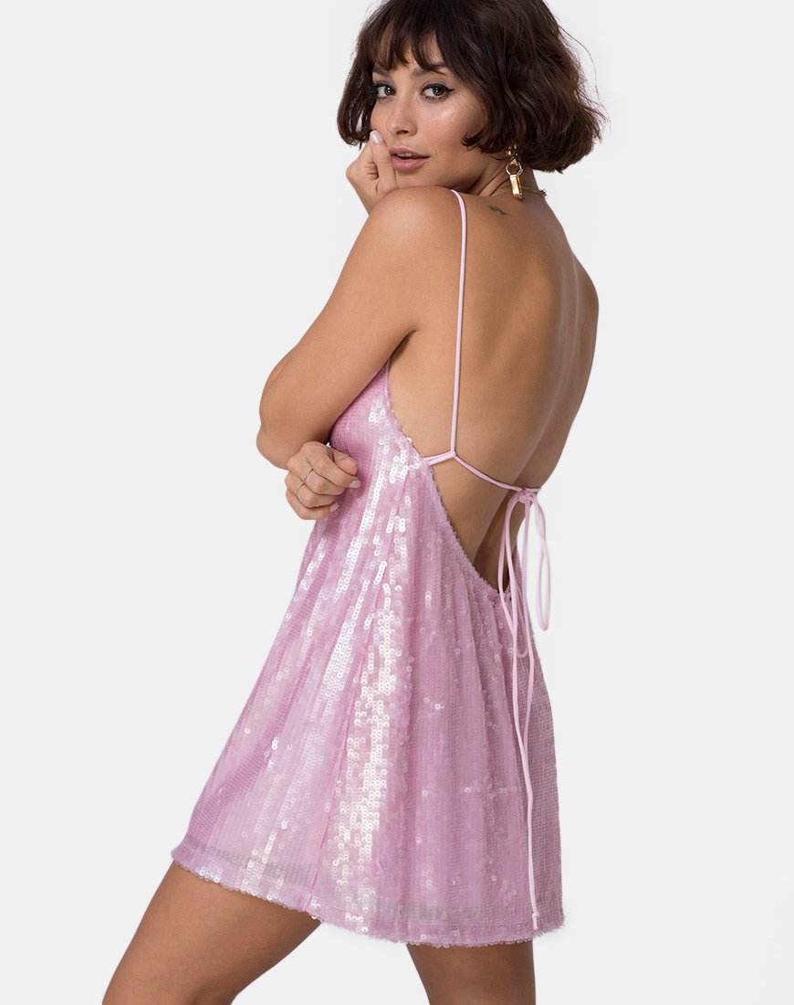 Luciette Kleid in Tint Pailletten Rosa