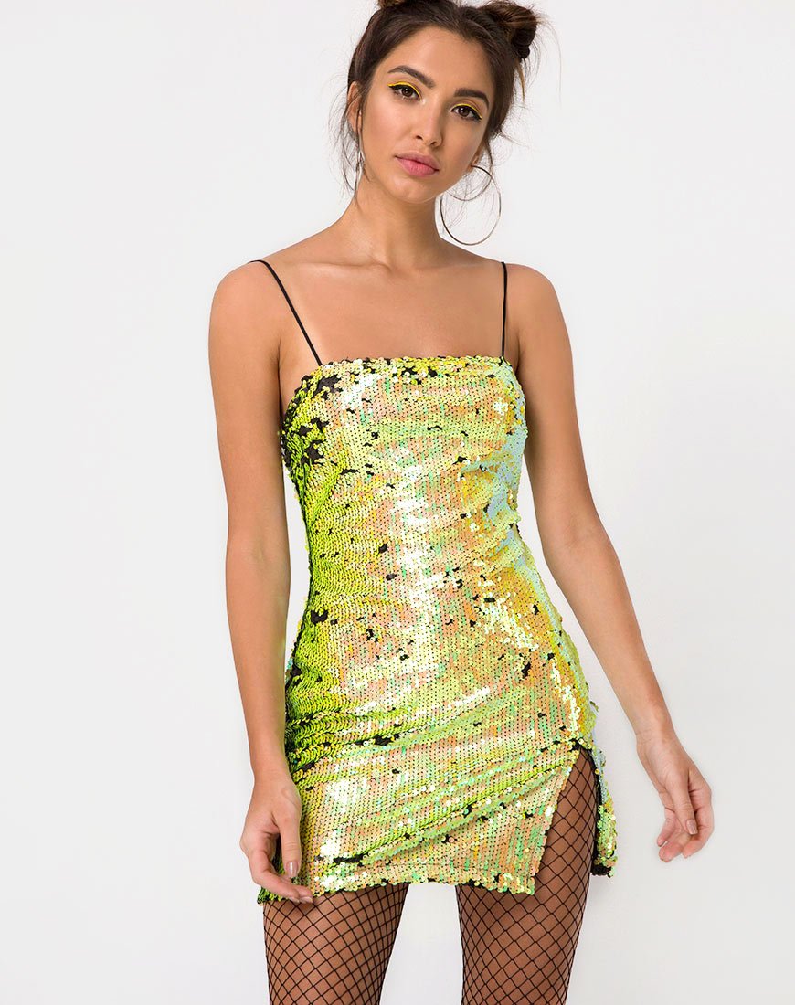 Lucky Bodycon Kleid in Citrus Schwarz Pailletten