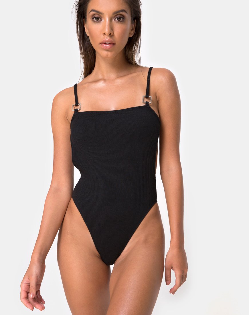 Luelle Badeanzug in Mini Rib Schwarz