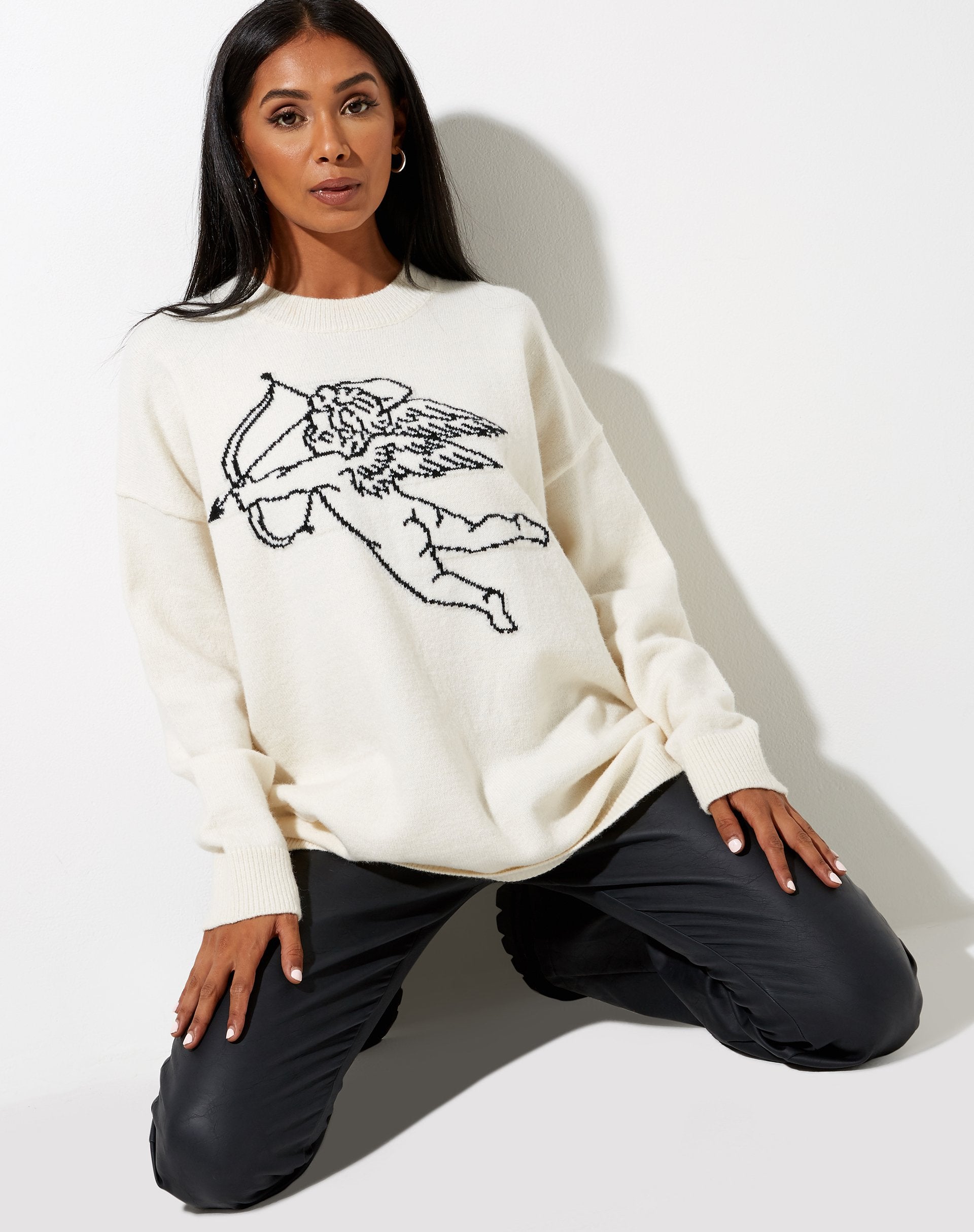 Image of Lulees Pullover aus Strick Elfenbein Cherub Schwarz