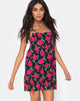 Image of Lura Slip Dress in Valeria Rose Schwarz und Rot