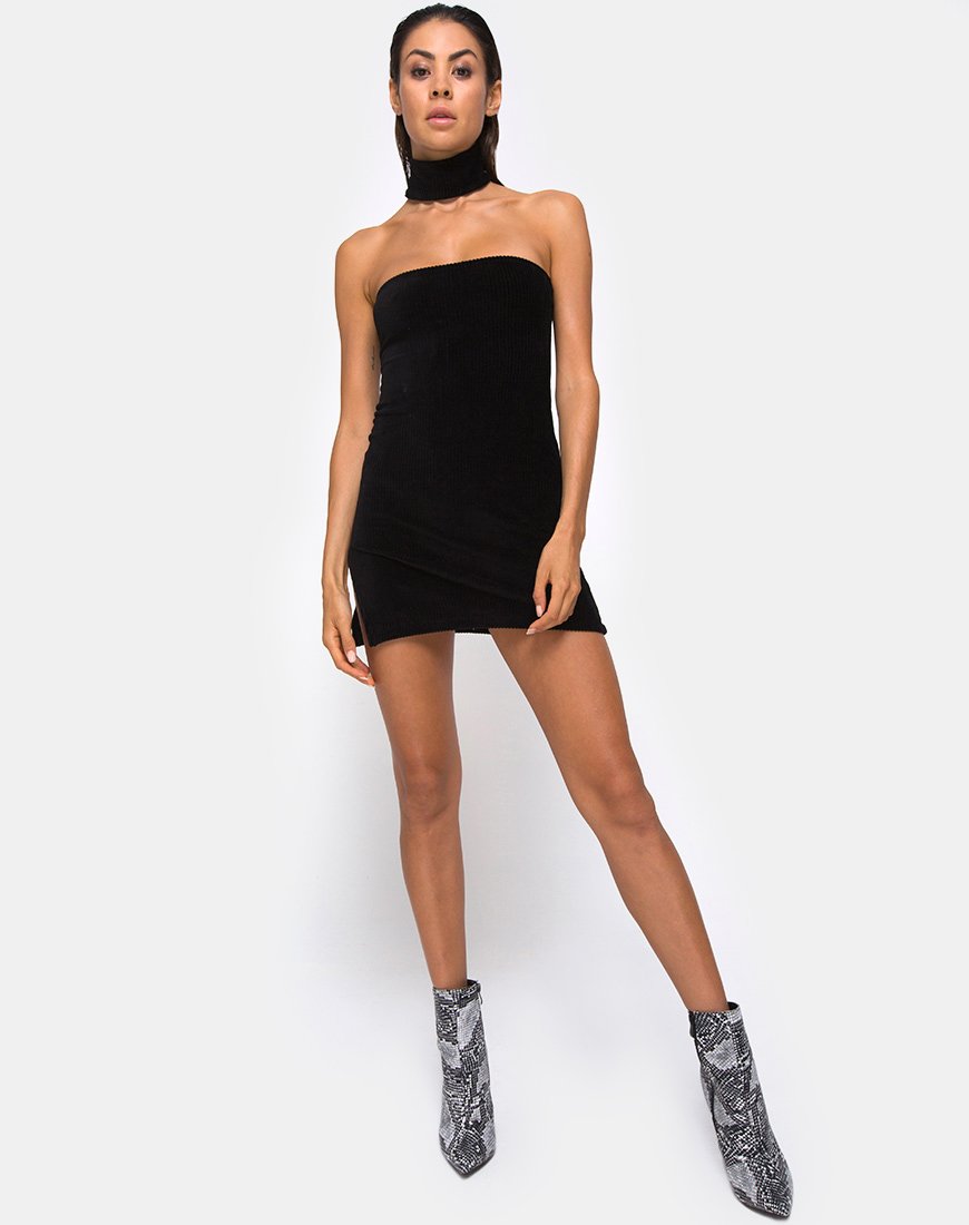 Image von Luste Bodycon-Kleid in Rippe Schwarz