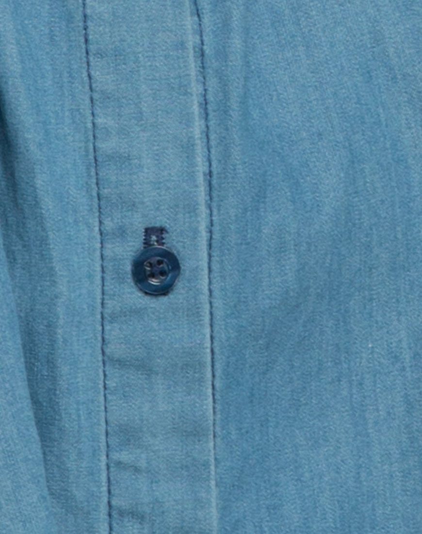 Image of Lyset Kleid mit Ausschnitt aus Sommerwaschung Denim Chambray
