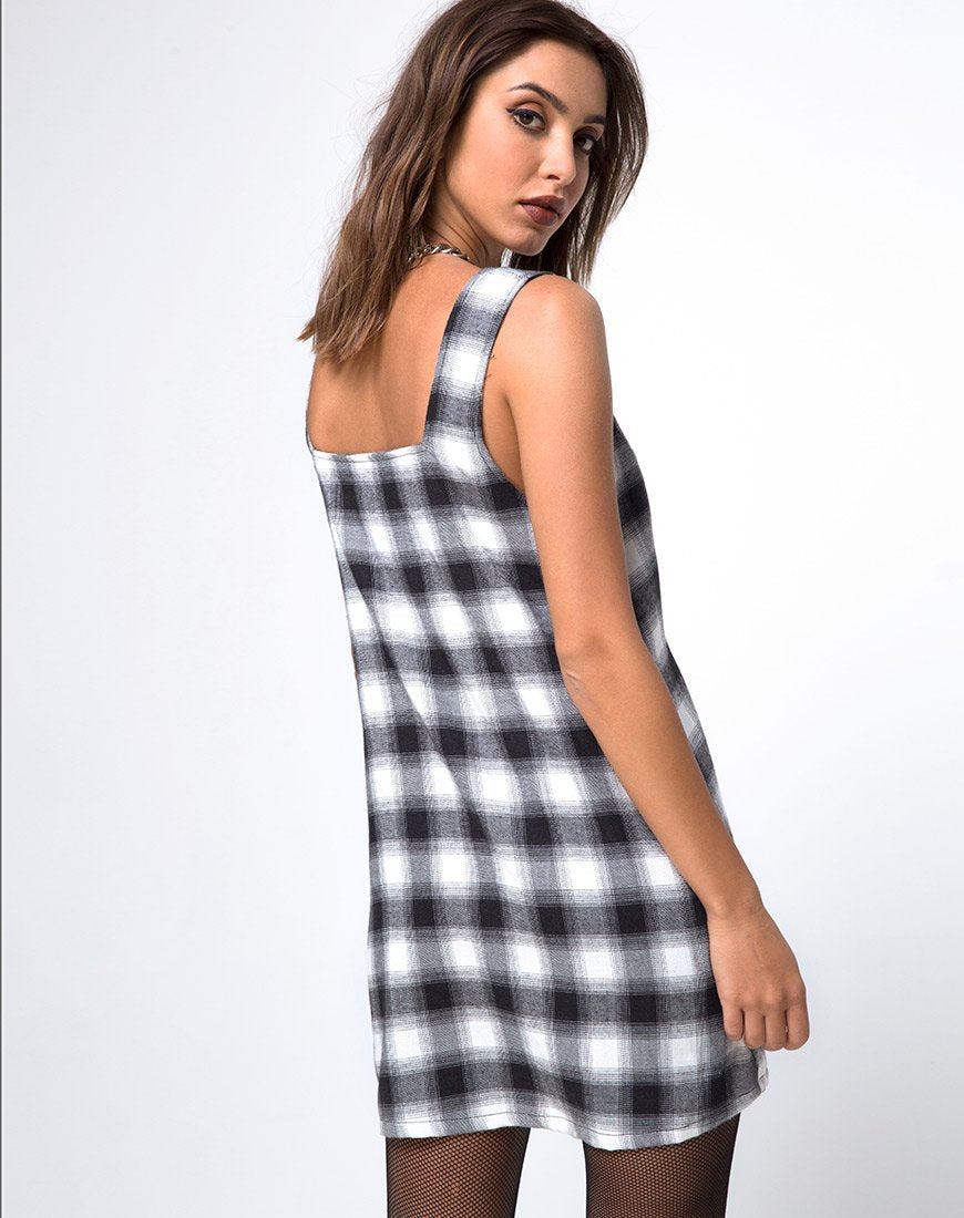 Image of Madison Schürzenkleid kariert Schwarz und Weiß