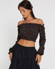 Bild von Madley Langarm Bardot Top in Dark Pink Rose Black