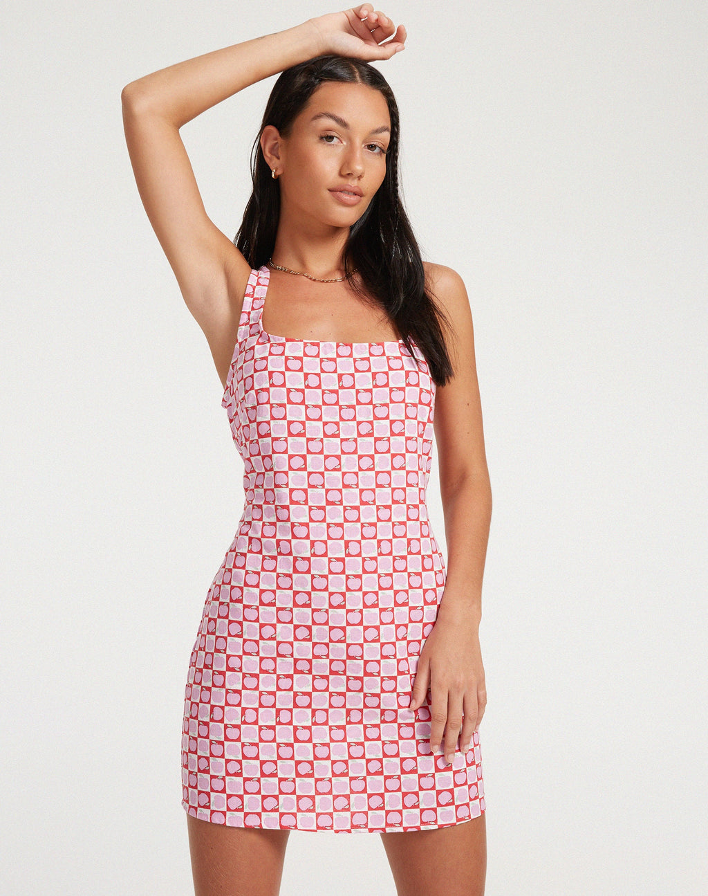 Maghfira Minikleid aus Apfelkaro Blush Rot
